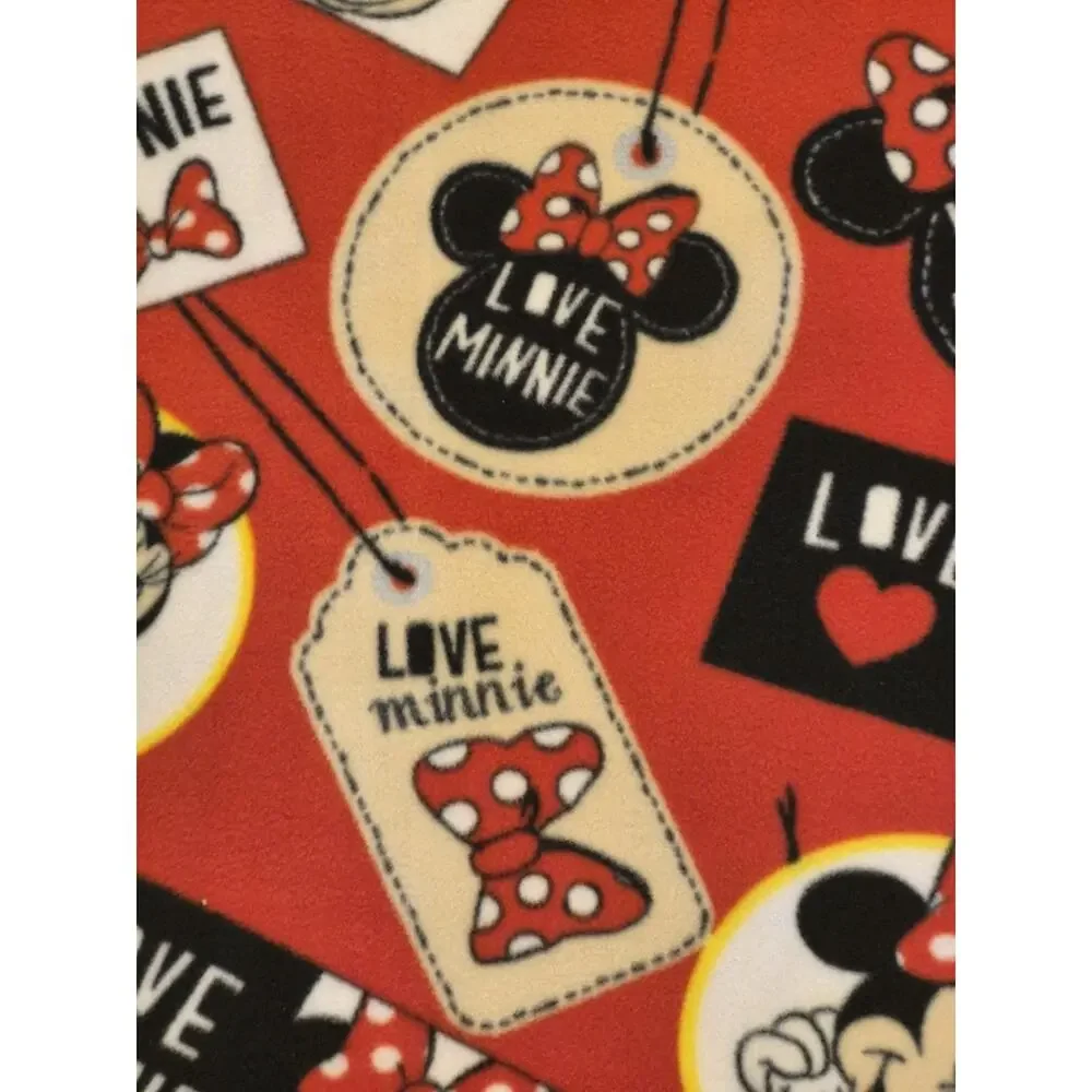 Minnie Mouse Flannel Throw Blanket Handcrafted Red Black White 60x56